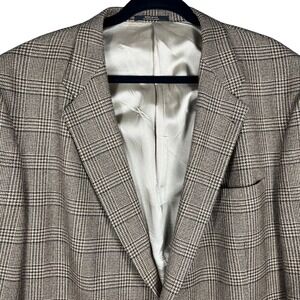 Hart Schaffner Marx Sport Coat Mens 42R Brown Glen Plaid Pure‎ New Wool Blazer